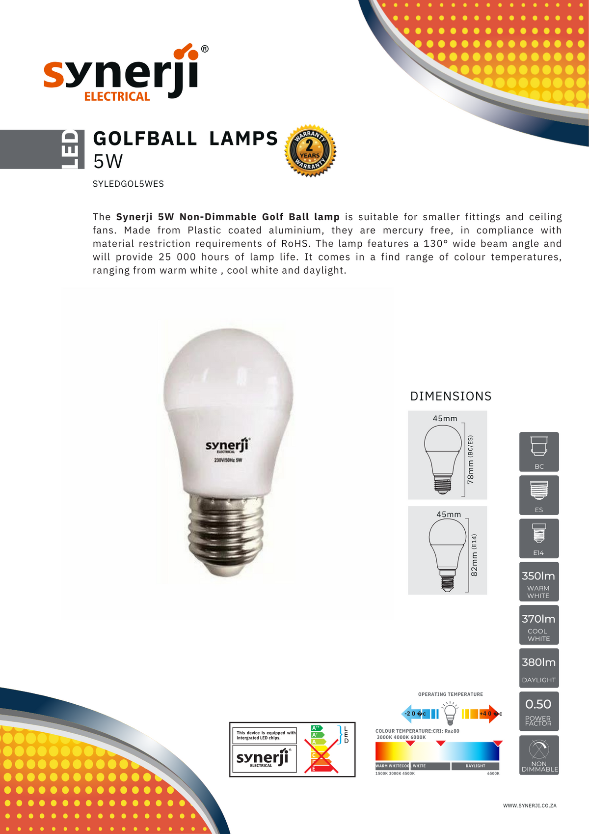 G45 LED Golf Ball Bulb – Synerji