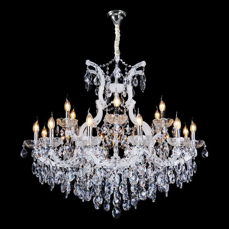 Large 19 White Arm Crystal Chandelier