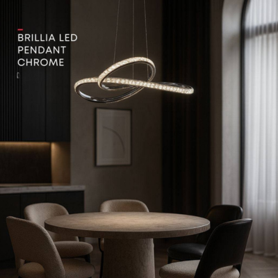 Eurolux Brillia Figure-Eight LED Pendant Light – 40W, 2500lm, Chrome, Ø580mm