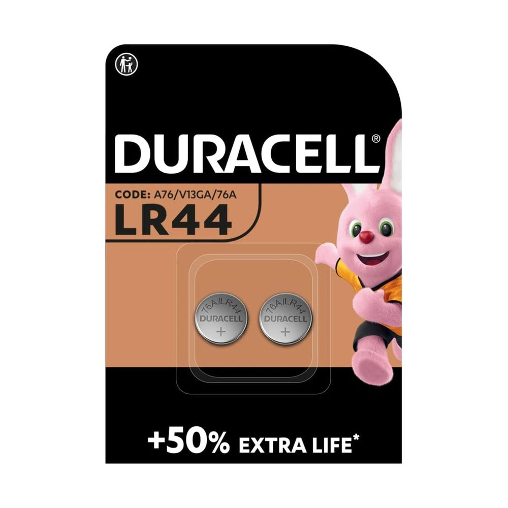 Duracell LR44 alkaline button battery 2-pack retail card