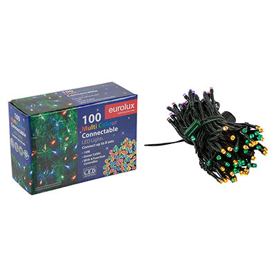 Eurolux 100 LED Connectable String Light – box packaging with the string lights beside it