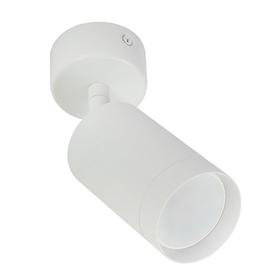 Eurolux Surface-Mount GU10 Spotlight with Swivel Knuckle – white spotlight on a white background