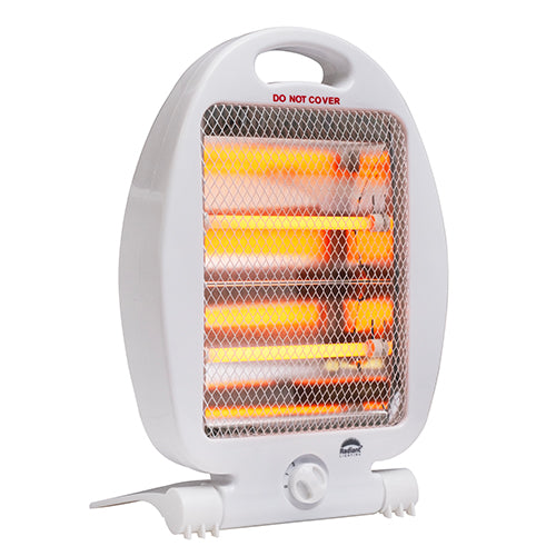 Radiant RHE10 2-Bar Quartz Heater – 800W, Tip-Over Protection, White