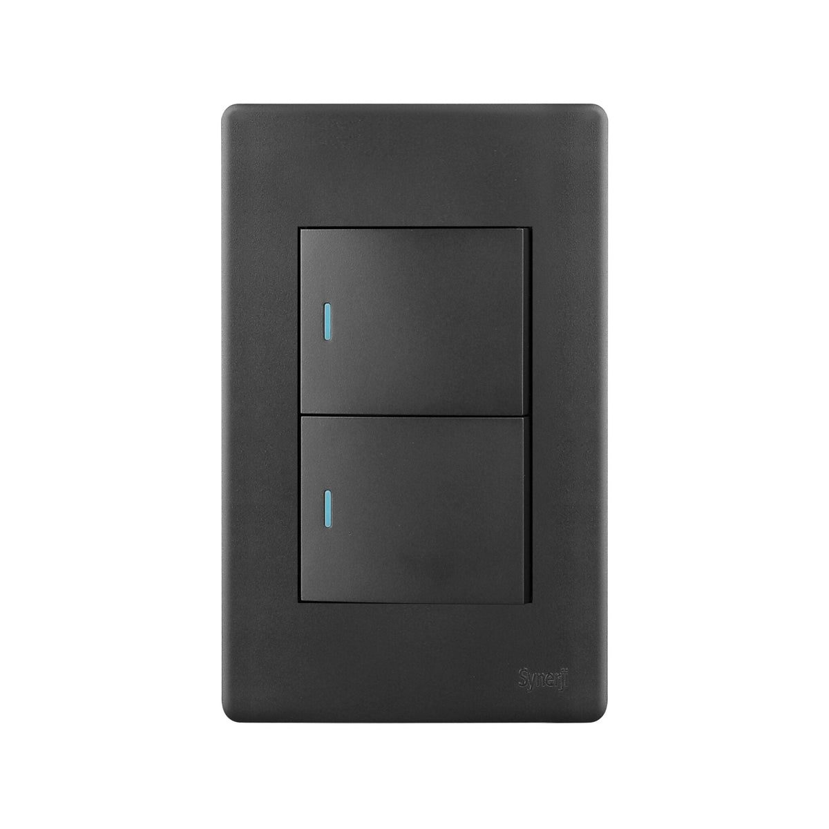 Synerji DECO 4×2 2-Lever Light Switch – dark two-lever switch, front view