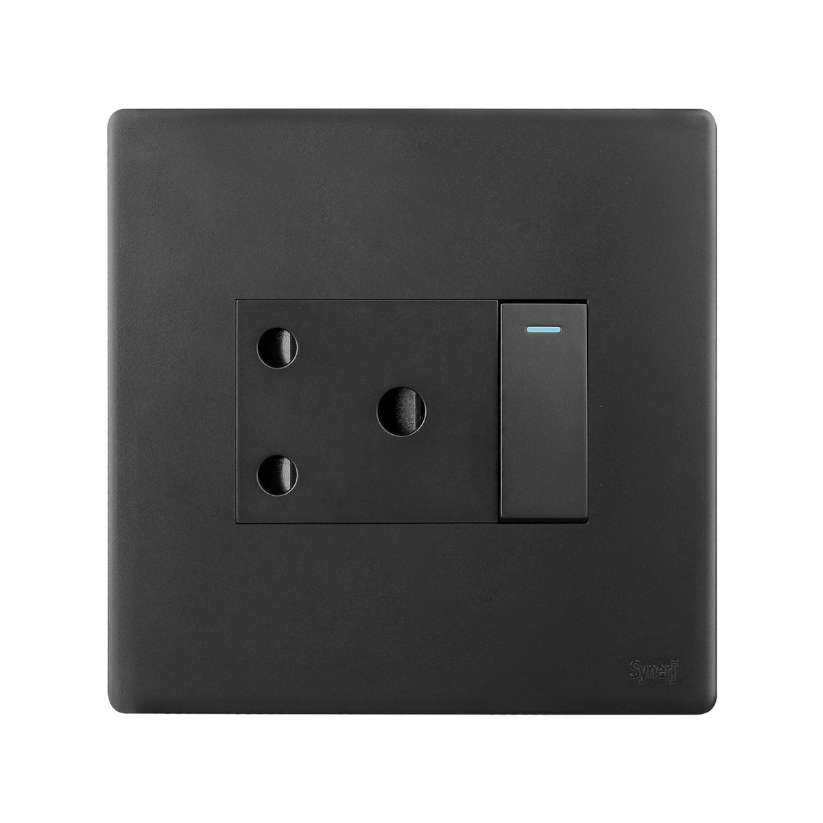 Synerji DECO 4×4 RSA Single Socket – dark single plug socket, front view