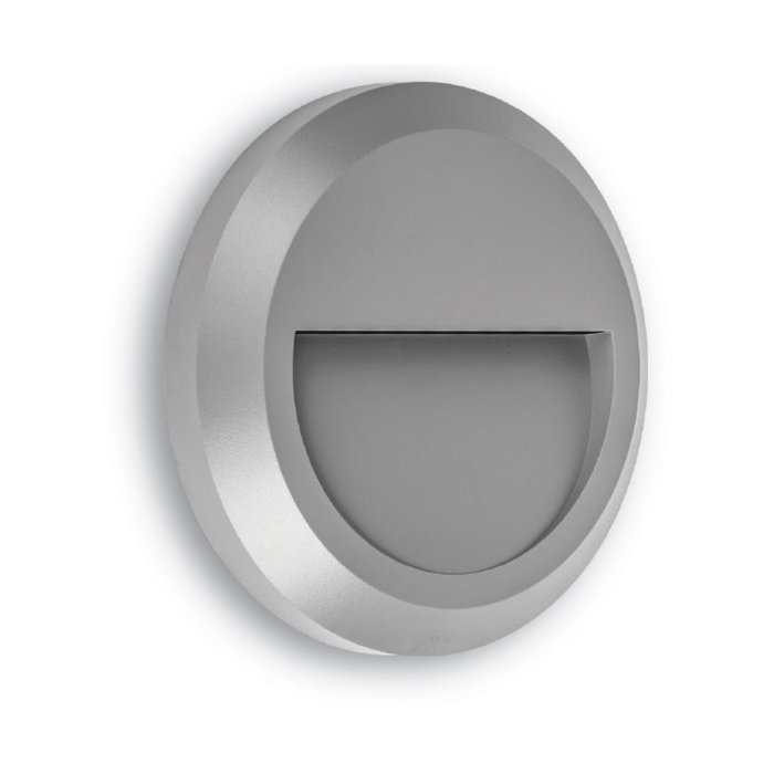 Synerji LED Outdoor Path Light – grey round path light, front angle