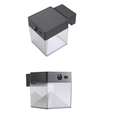 Synerji Square Solar LED Wall Light with Sensor – two views of the wall light with sensor
