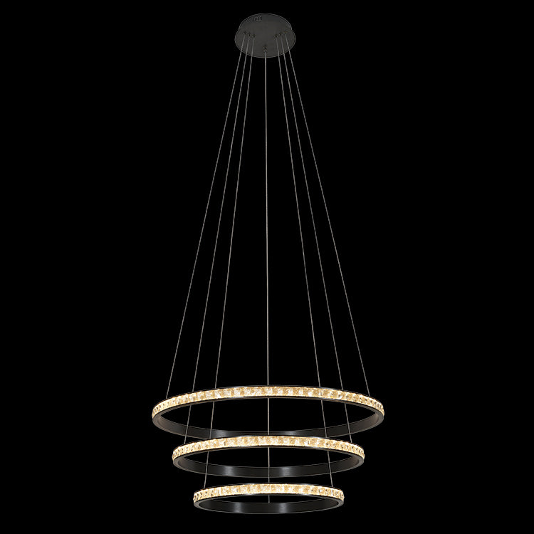 230v 80W LED Trio Crystal Ring Pendant.