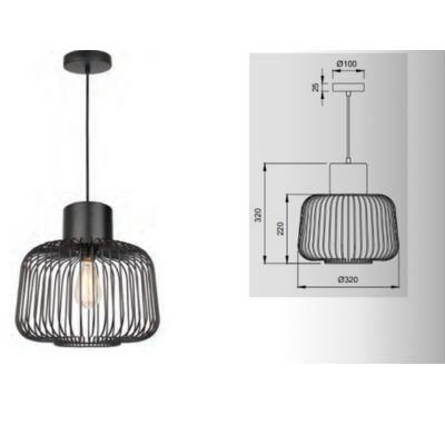 SYNERJI SYIPN29B INDOOR METAL PENDANT MATT BLACK