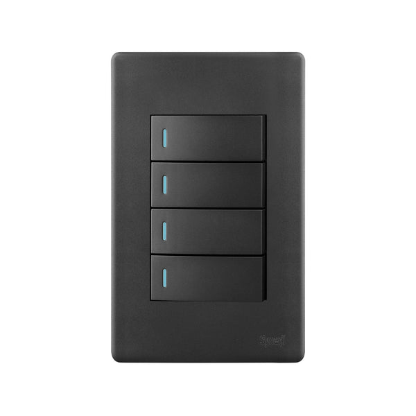 Synerji DECO 4×2 4-Lever 1-Way Light Switch – 4 Finish Options