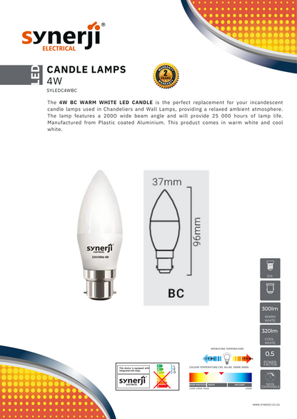 SYNERJI 4.2W CANDLE BULB DIMMABLE