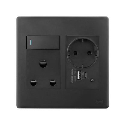 SYNERJI S/S DECO 4X4 RSA+EURO SCHUKO + 1XUSB & 1 + C FAST CHARGING - COMING SOON