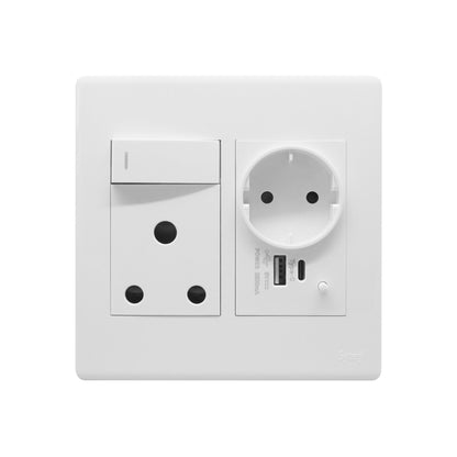 SYNERJI S/S DECO 4X4 RSA+EURO SCHUKO + 1XUSB & 1 + C FAST CHARGING - COMING SOON