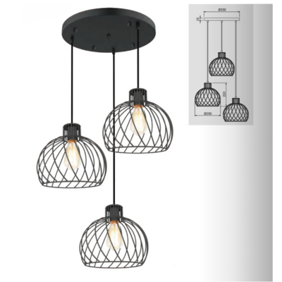 SYNERJI INDOOR METAL PENDANT CLUSTER MATT BLACK