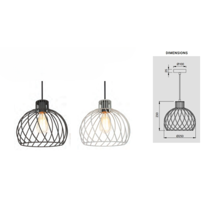 SYNERJI INDOOR METAL PENDANT MATT BLACK | GREY