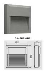 SYNERJI OUTDOOR LED PATH SQR DWN 8W GREY 4000K
