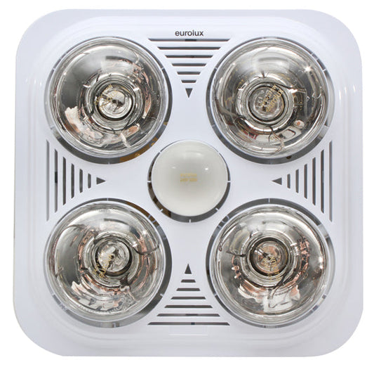 Eurolux C86W Bathroom Square 3 in 1 White Heater Light & Extractor