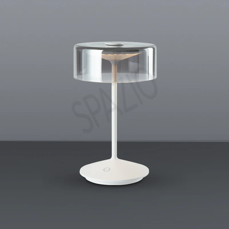 SPAZIO Crystal Rechargeable Table Lamp – Smoky Glass, White