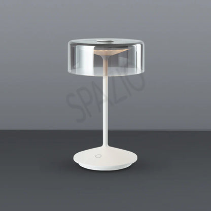SPAZIO Crystal Rechargeable Table Lamp – Smoky Glass, White