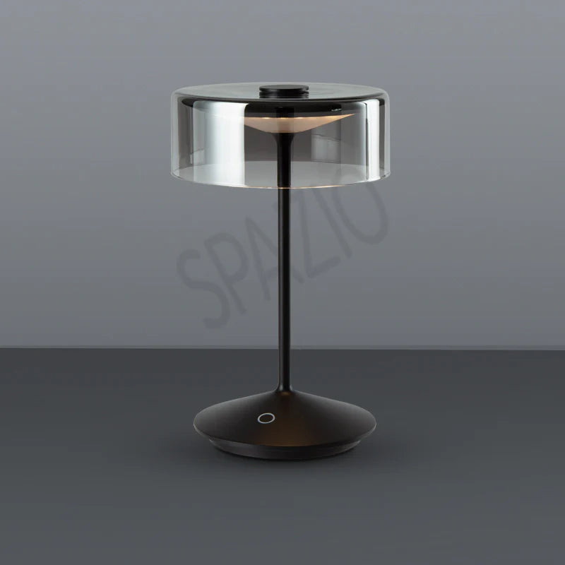 SPAZIO Crystal Rechargeable Table Lamp – Smoky Glass, White