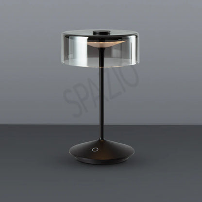 SPAZIO Crystal Rechargeable Table Lamp – Smoky Glass, White