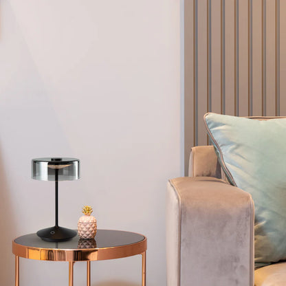 SPAZIO Crystal Rechargeable Table Lamp – Smoky Glass, White