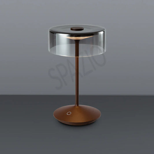 SPAZIO Crystal Rechargeable Table Lamp – Smoky Glass, White