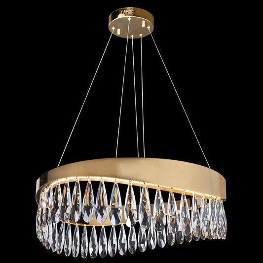 Imperial Round Crystal and Gold LED Chandelier