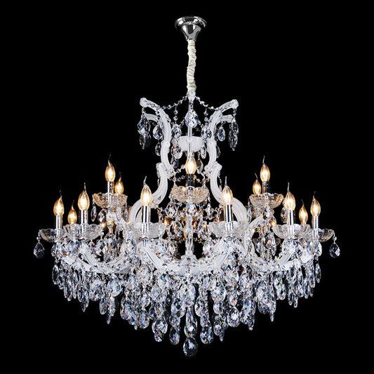 Large 19 White Arm Crystal Chandelier