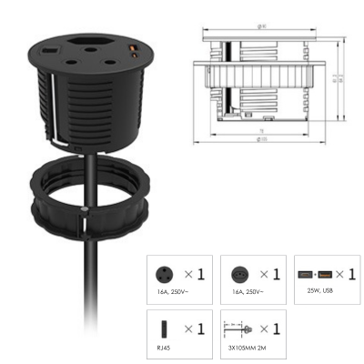 DESKTOP POWER OUTLET + Type A & Type C