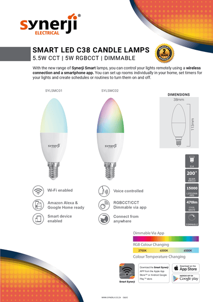 SYNERJI 5.5W SMART LED CCT