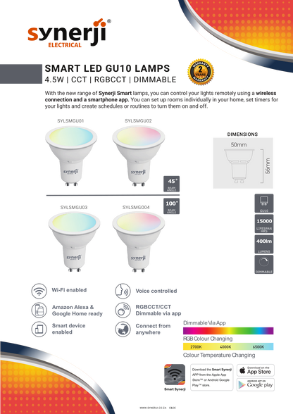 SYNERJI 4.5W SMART LED GU10