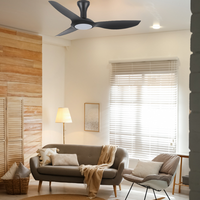 Synerji 52-Inch 3-Blade Ceiling Fan with LED Light – Black, Remote Control