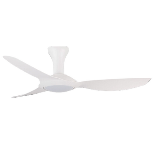 Synerji 3-Blade Ceiling Fan with LED Light – white fan with LED light, side view