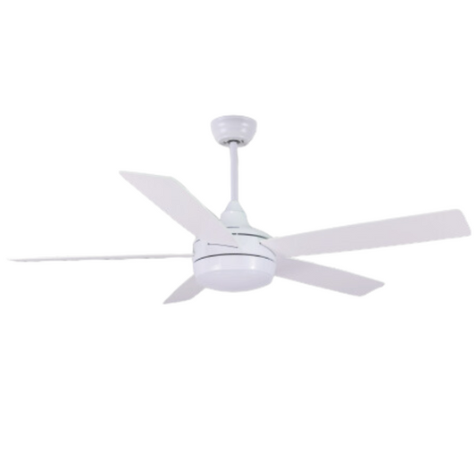 Synerji 52-Inch 5-Blade Ceiling Fan with 24W LED Light – white fan with LED light, side view