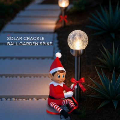 Solar Mini Crackle Ball Post Light - Sell in PDQ of 12