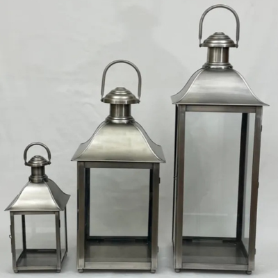Classic Candle Lantern – Square Base, Hanging Loop, Small/Large/Extra Large