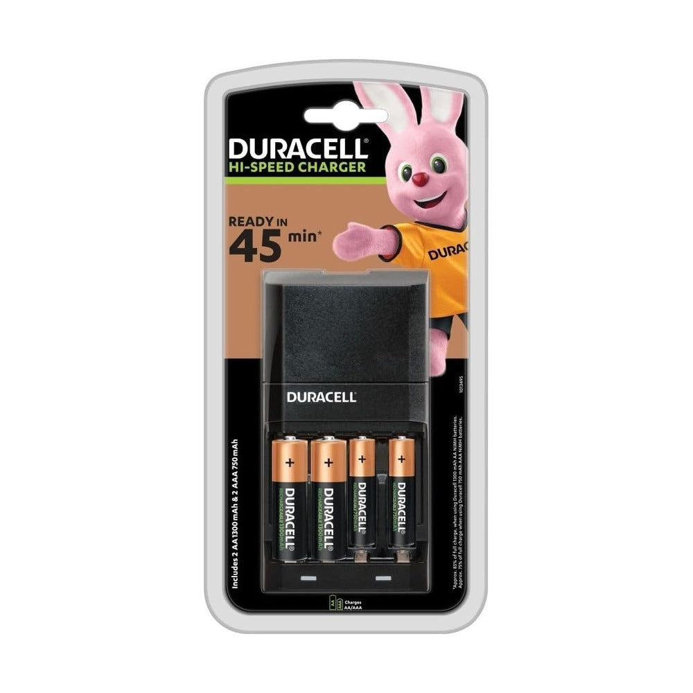 Duracell 45-Minute Battery Charger – with 2 × AA & 2 × AAA