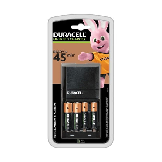 Duracell 45-Minute Battery Charger – with 2 × AA & 2 × AAA