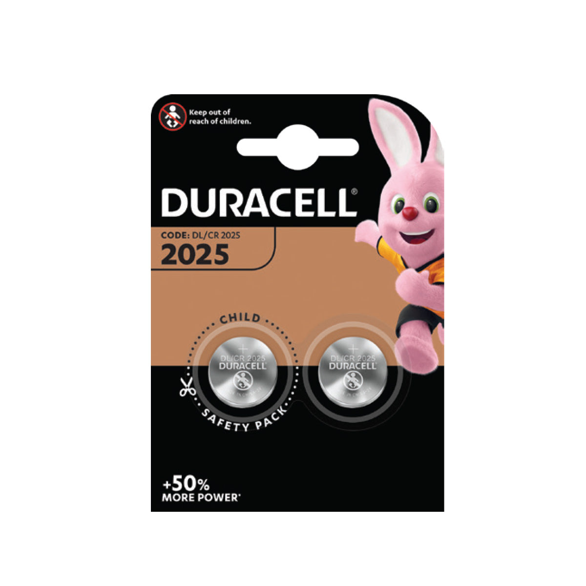 Duracell CR2025 lithium coin battery 2-pack retail card