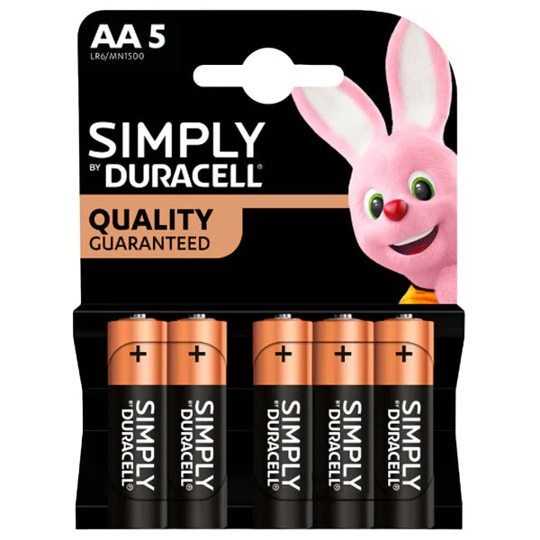 Simply Duracell AA alkaline batteries 5-pack