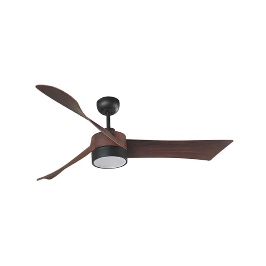 Eurolux F102 Edge 3-Blade Ceiling Fan with LED Light – side view showing the three dark wood-look blades