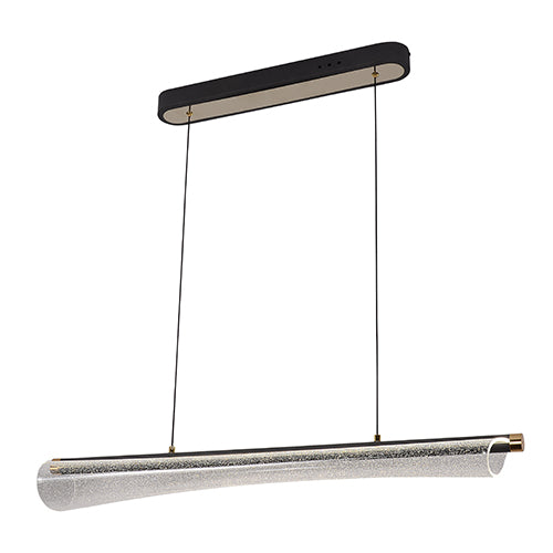 Eurolux Flare Linear LED Pendant Light – unlit, hanging from its suspension wires