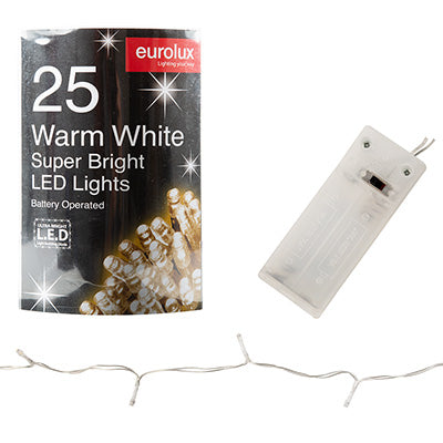 Eurolux H137 Battery-Operated LED Fairy Lights – 25 LEDs, Warm White/Multicolour