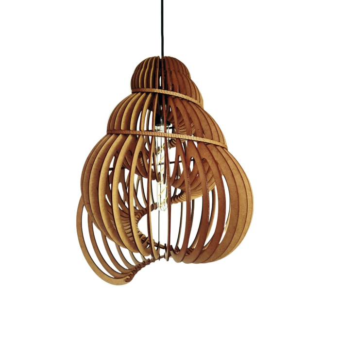 Honey Badger Periwinkle Pendant Light – lit shade on a white background