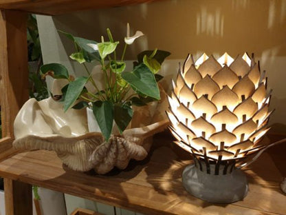 Honey Badger Pino Table Lamp – Wooden Petals & Concrete Base, 200mm/300mm – view 5