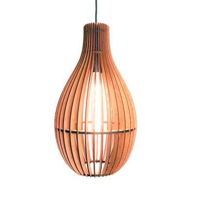 Honey Badger Vino Bottle-Shaped Pendant Light – lit shade on a white background
