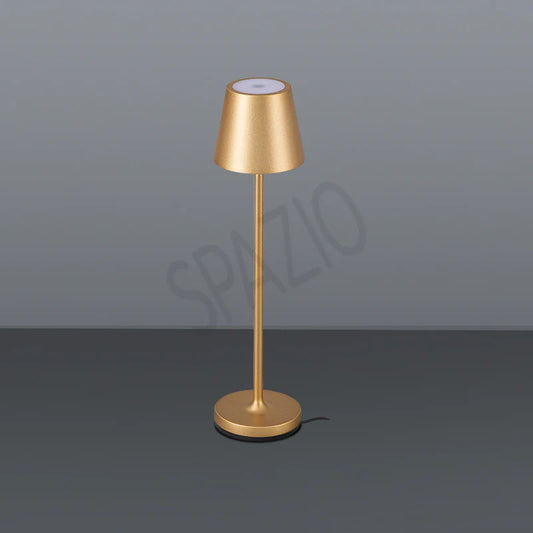 SPAZIO Trevi Micro Rechargeable Table Lamp – shown in gold on a grey background