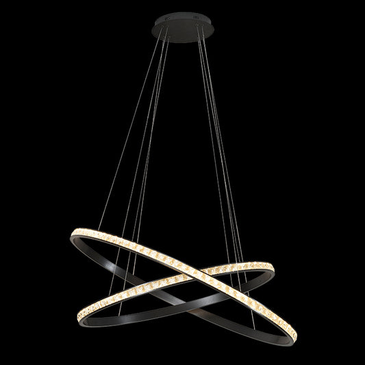 230v 75W LED DBL Oval Crystal Ring Pendant.