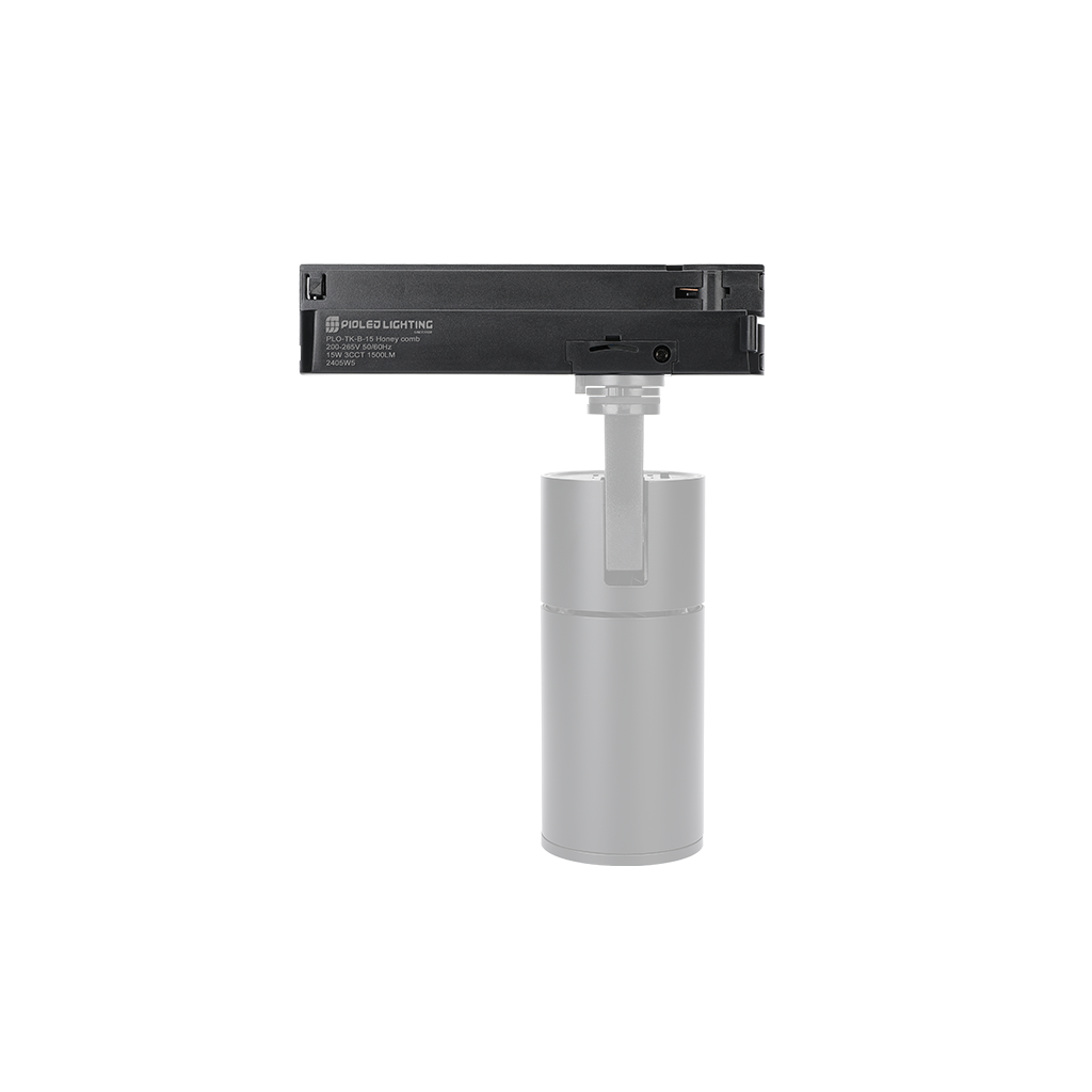PioLED Bazuka 3-Wire Track Spotlight with Removable Honeycomb – white spotlight on black track